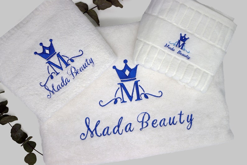 Logo on towel personalised logo name monogramed towel face Etsy