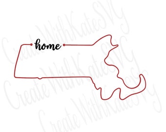 Massachusetts State Outline, Massachusetts Home Outline, MA Outline