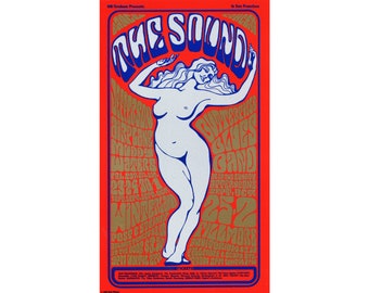 The Sound - Jefferson Airplane at the Fillmore Auditorium, 1966 - Wes Wilson-poster - Herdruklithografie 1986 - 14" x 24 1/2" - BG-29-RP-6