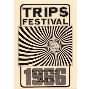 Trips Festival 1966 Handbill - 1991 Authorized Reprint - Wes Wilson Art - Psychedelia - Ken Kesey and the Merry Pranksters