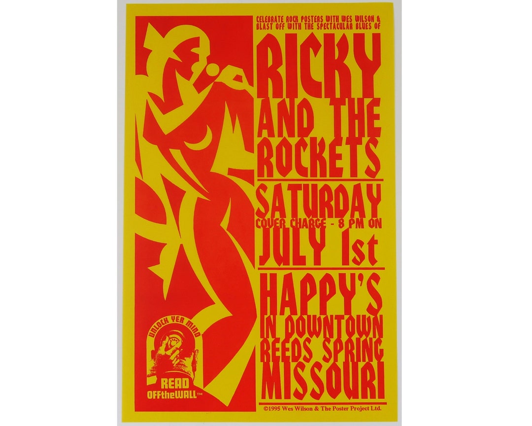 Ricky And The Rockets At Happy s 1995 Wes Wilson Lithograph Event Ricky and the rockets at happy s 1995 wes wilson lithograph event