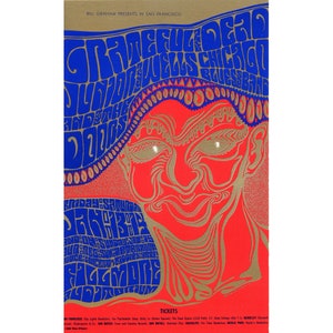 Grateful Dead at the Fillmore Auditorium, 1967 - Wes Wilson Concert Poster - 1986 Reprint Lithograph - 15 1/4&quot; x 24&quot;  - BG-45-RP-4
