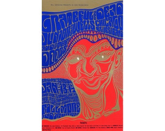 Grateful Dead at the Fillmore Auditorium, 1967 - Wes Wilson Concert Poster - 1986 Reprint Lithograph - 15 1/4" x 24"  - BG-45-RP-4
