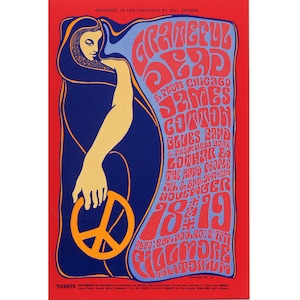 Grateful Dead at the Fillmore Auditorium, 1966 - Wes Wilson Concert Poster - 1986 Reprint Lithograph - 13 1/2&quot; x 21&quot; - BG-38-RP-5