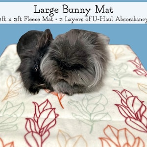 Large Bunny Mat | 2&#39; x 2&#39; Fleece Mat | 2 Layers of U-Haul Absorbancy | Perfect for Rabbits, Guinea Pigs, and Other Small Animals