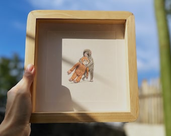 Serie de dibujos a mano de Punch, el valiente monito - Dibujo original - Decoración de pared para la habitación de los niños.