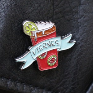 Michelada Beer Enamel Pin Viernes Spanish Humor TGIF Friday Time For A Beer Lapel Hat Pin Badge