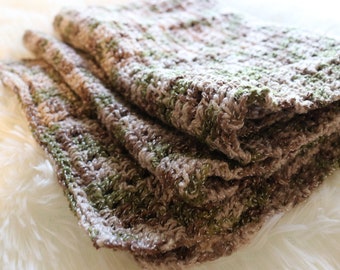 Army Green Scarf |  Shimmery Yard | Hand Knitted