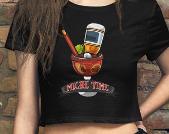 Miche Time Michelada Beer Women’s Crop Tee & Modelo Time Latino T Shirt