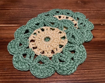 Crochet Coasters Set of 2 | Flower Doily Crochet