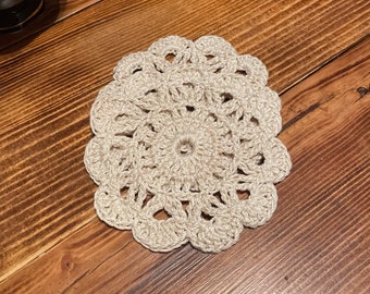 Crochet Coasters Set of 4 | Natural Crochet Doily