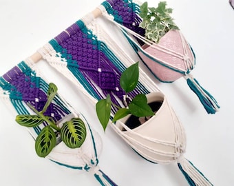 Macrame plant hanger,macrame triple plant hanger,propagation station, macrame wall hanging, boho decoration, Indoor plant hangers, macrame