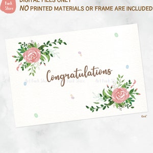 Carte de félicitations imprimable, carte d'anniversaire avec fleurs, carte de fleurs aquarelle, carte de remise des diplômes, carte de mariage de félicitations, carte de célébration