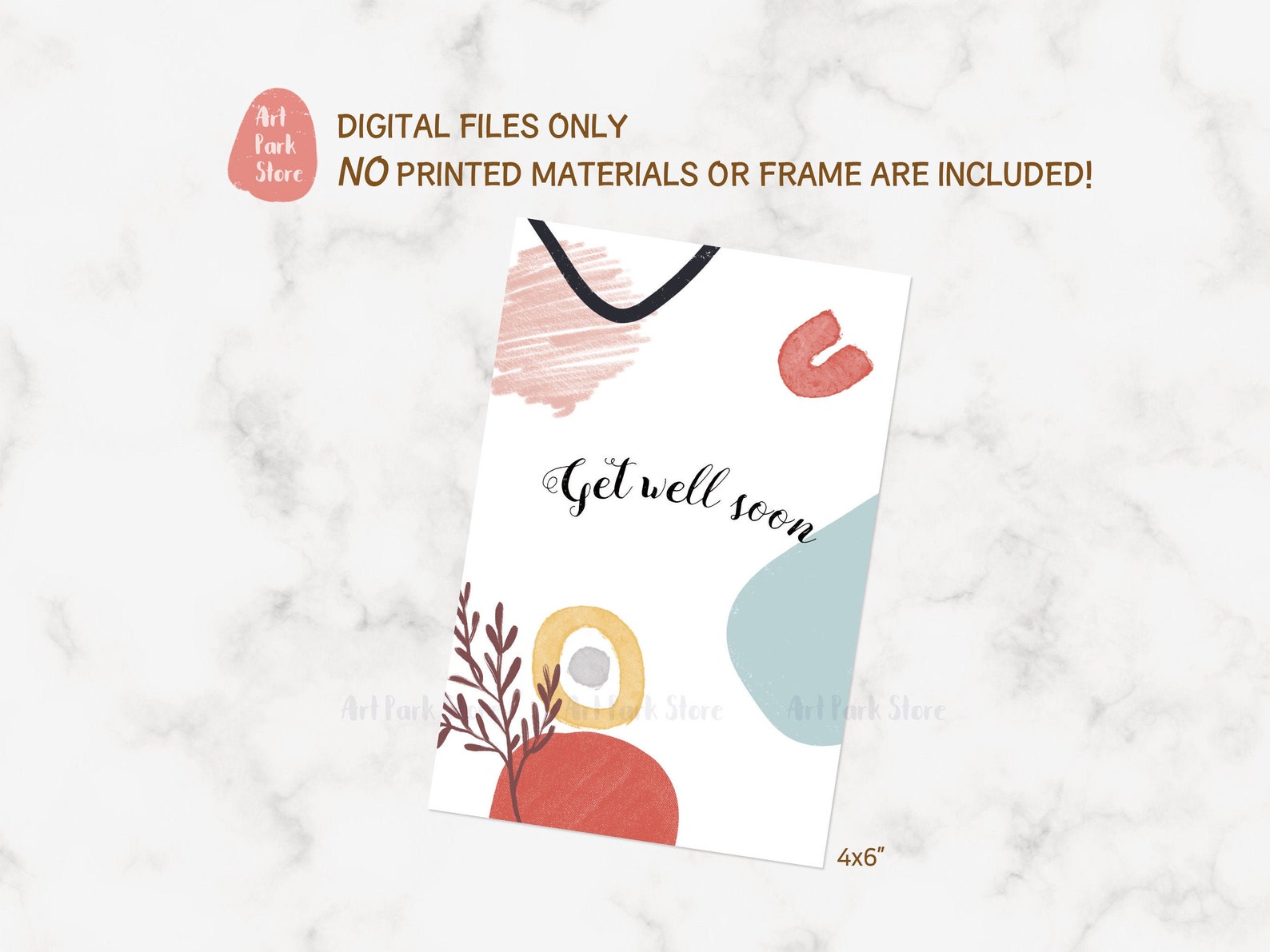 Get Well Soon Foldable Card Printable Abstract Card - Etsy
