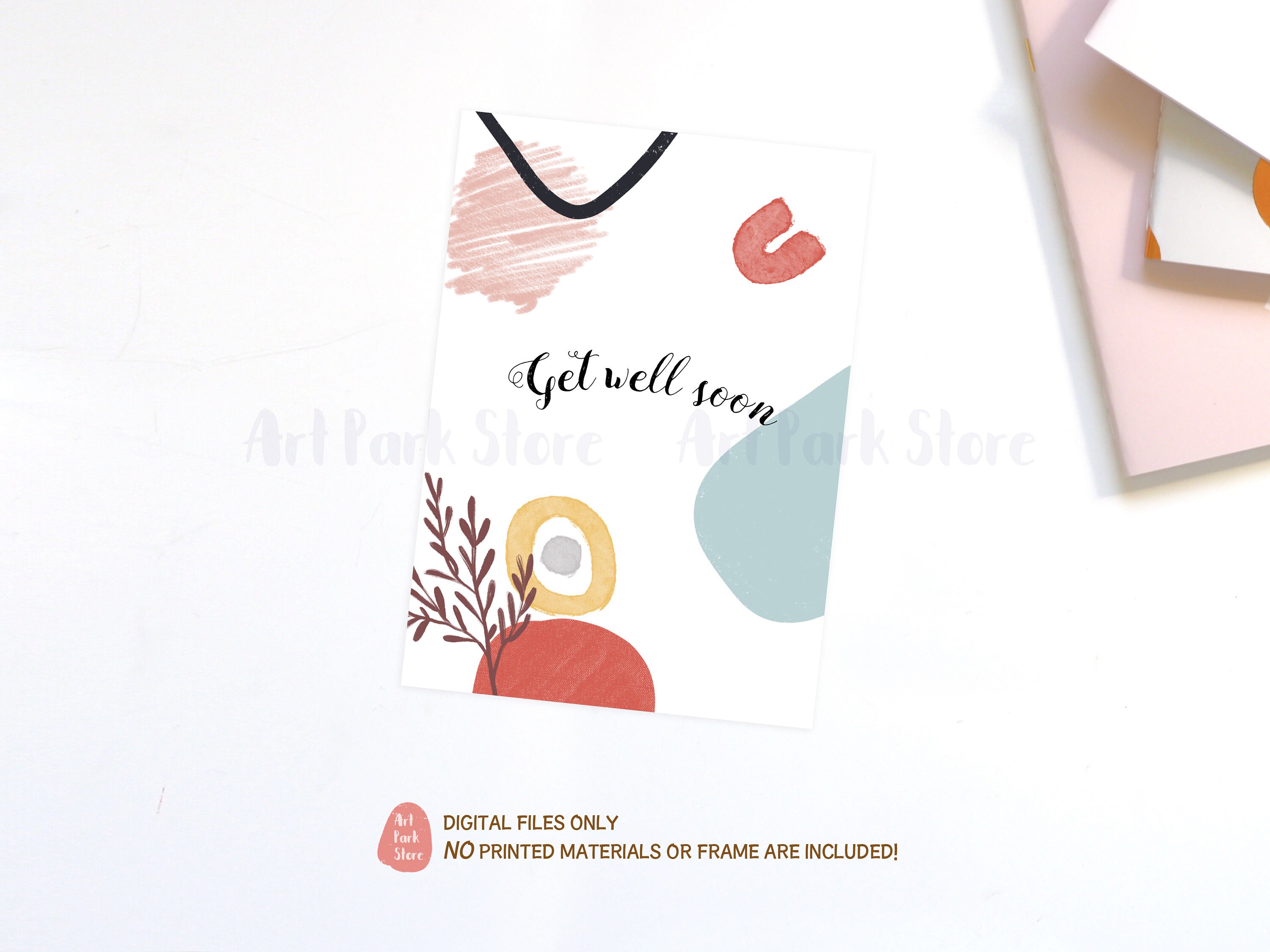 Get Well Soon Foldable Card Printable Abstract Card - Etsy UK