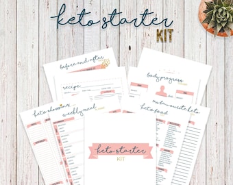 Keto starter kit, keto planner, keto printable, keto tracker, weight loss tracker, weight loss, PDF, A4, US letter