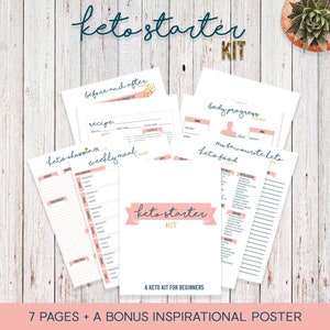 Keto starter kit, keto planner, keto printable, keto tracker, weight loss tracker, weight loss, PDF, A4, US letter image 1