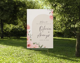 Floral Graduation Yard Sign: Class of 2026, Custom Party Decor