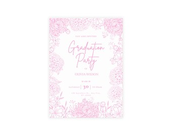 Floral Event Postcard Bundle: Graduation, RSVP, Party Invitations