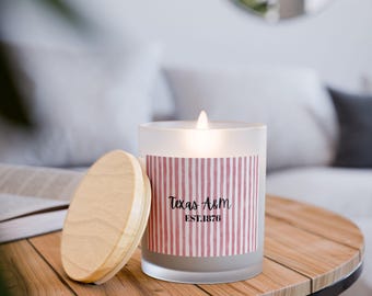 Texas A&M Scented Candle: Wooden Wick, Vegan Wax, Game Day Decor