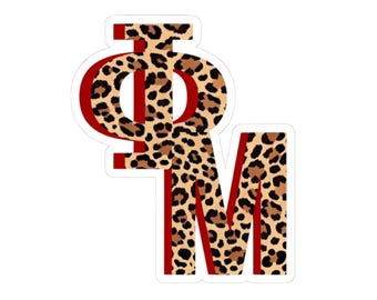 Phi Mu Cheetah Sticker: Sorority Laptop Decal, Water Bottle Sticker