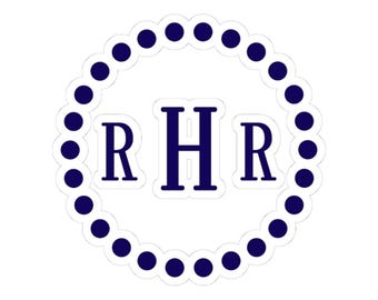 Blue Preppy Monogram Sticker: Glossy Laptop Decal