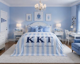 Kappa Kappa Gamma Stripe Blanket | Sorority Logo Velveteen