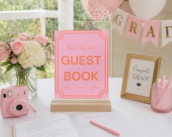 Graduation Party Acrylic Welcome Sign with Wood Stand