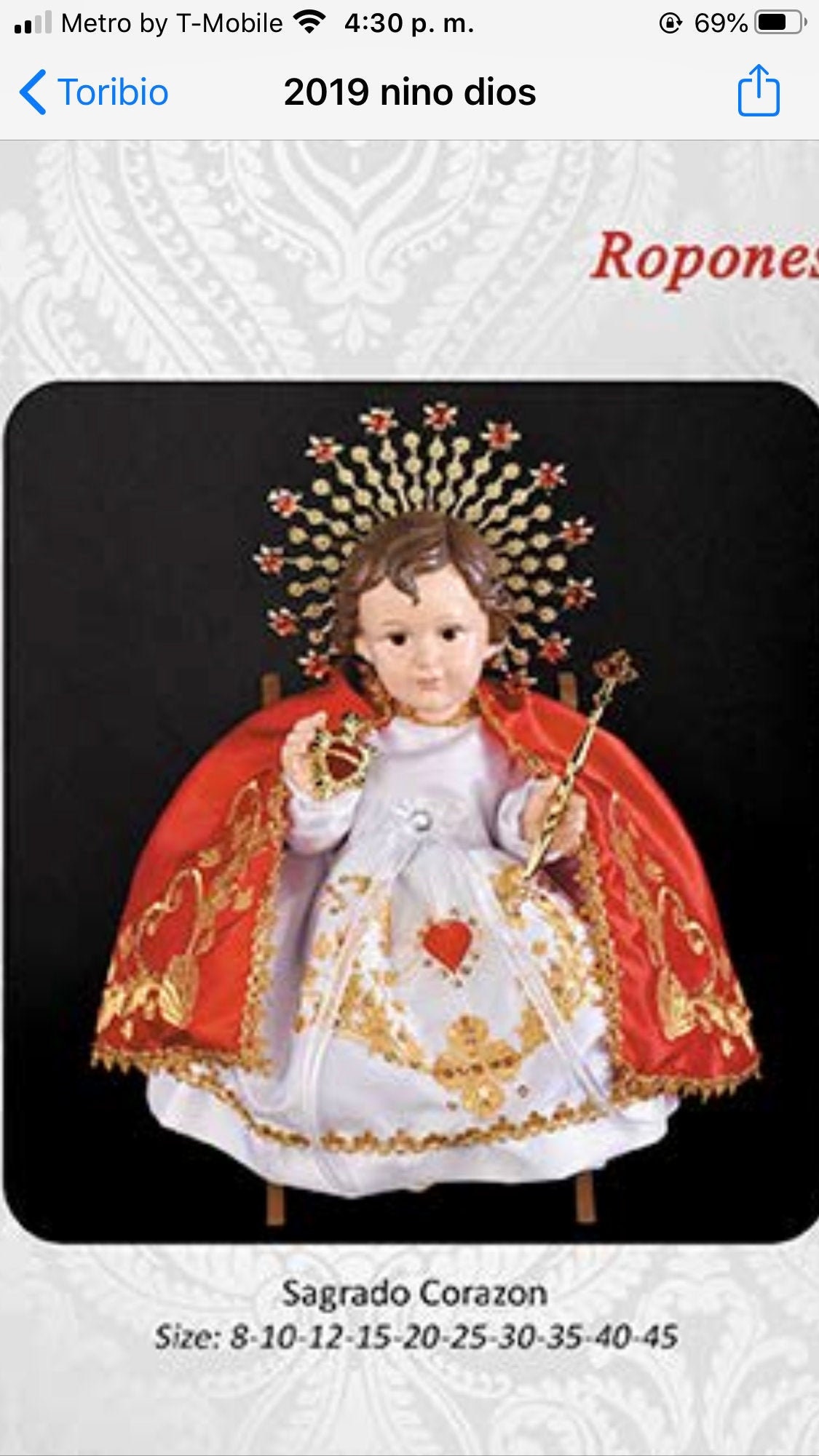 Vestido De Niño Dios Sagrado Corazon