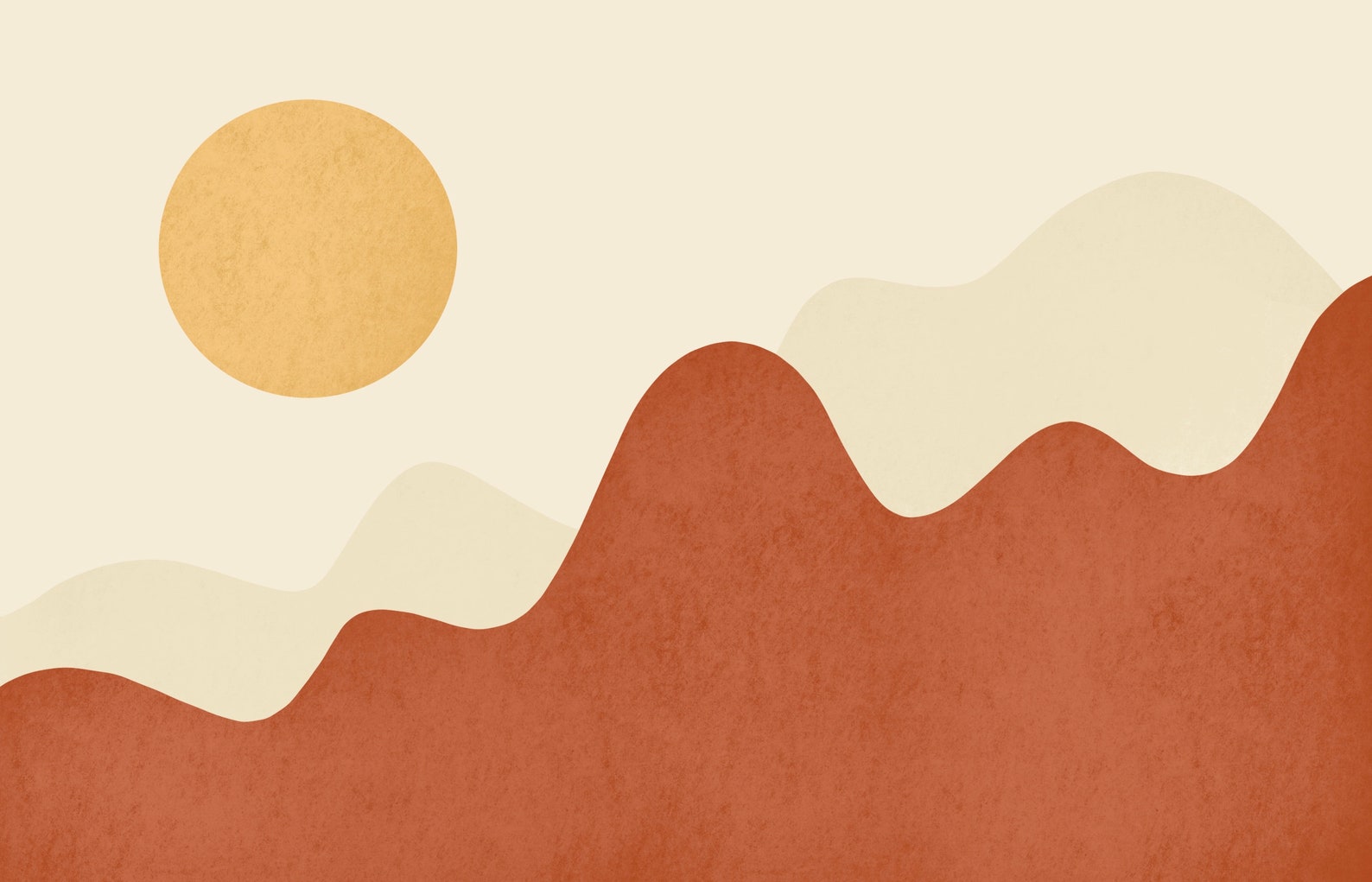 Mid Century Desert Mountain Hand-drawn Desktop Wallpaper - Etsy