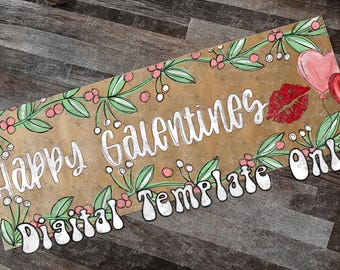 Floral Galentines Day Banner Template | Kraft Paper Style | Digital Download for Projecting, Painting, or Printing