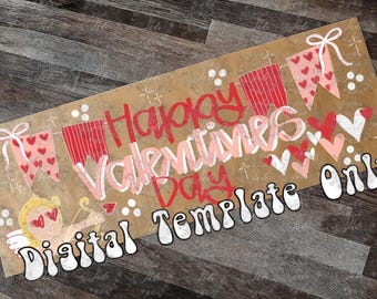 Cupid Valentines Day Banner Template | Kraft Paper Style | Digital Download for Projecting, Painting, or Printing