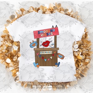 Blue Heeler Inspired, Smoochy Kiss, Kissing Booth, Valentines, Digital Download, PNG, Sublimation, Kids Shirt Design
