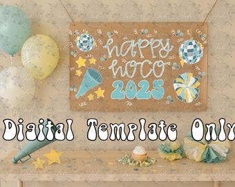 Homecoming Banner Digital Template | DIY Kraft Paper Painting