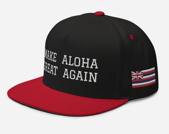 Embroidered Aloha Snapback Hat: Flat Bill Cap