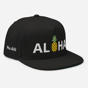 Embroidered Aloha Pineapple Flat Bill Cap By Na Alii