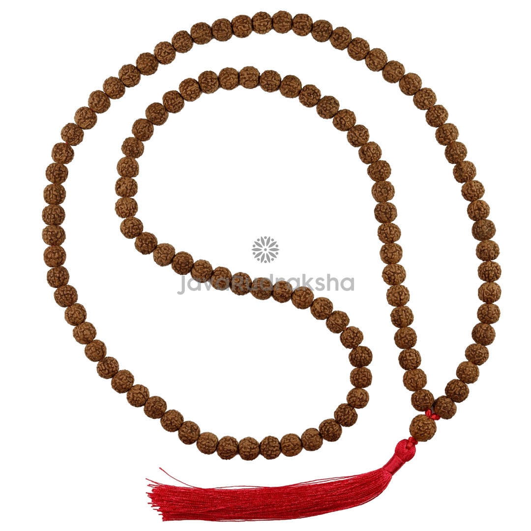 Grade A | 5 Mukhi Chikna Pathri Java Rudraksha Mala 9.5 Mm Small ...