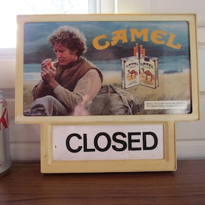 camel cigarette sign Vintage 1983 Tin Sign, Vintage R J Reynolds Cigarette Advertisement Camel Cigarettes Neon Sign -