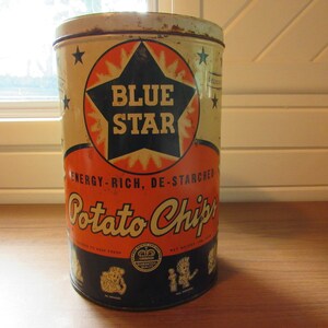 Vintage Blue Star Potato Chip Tin