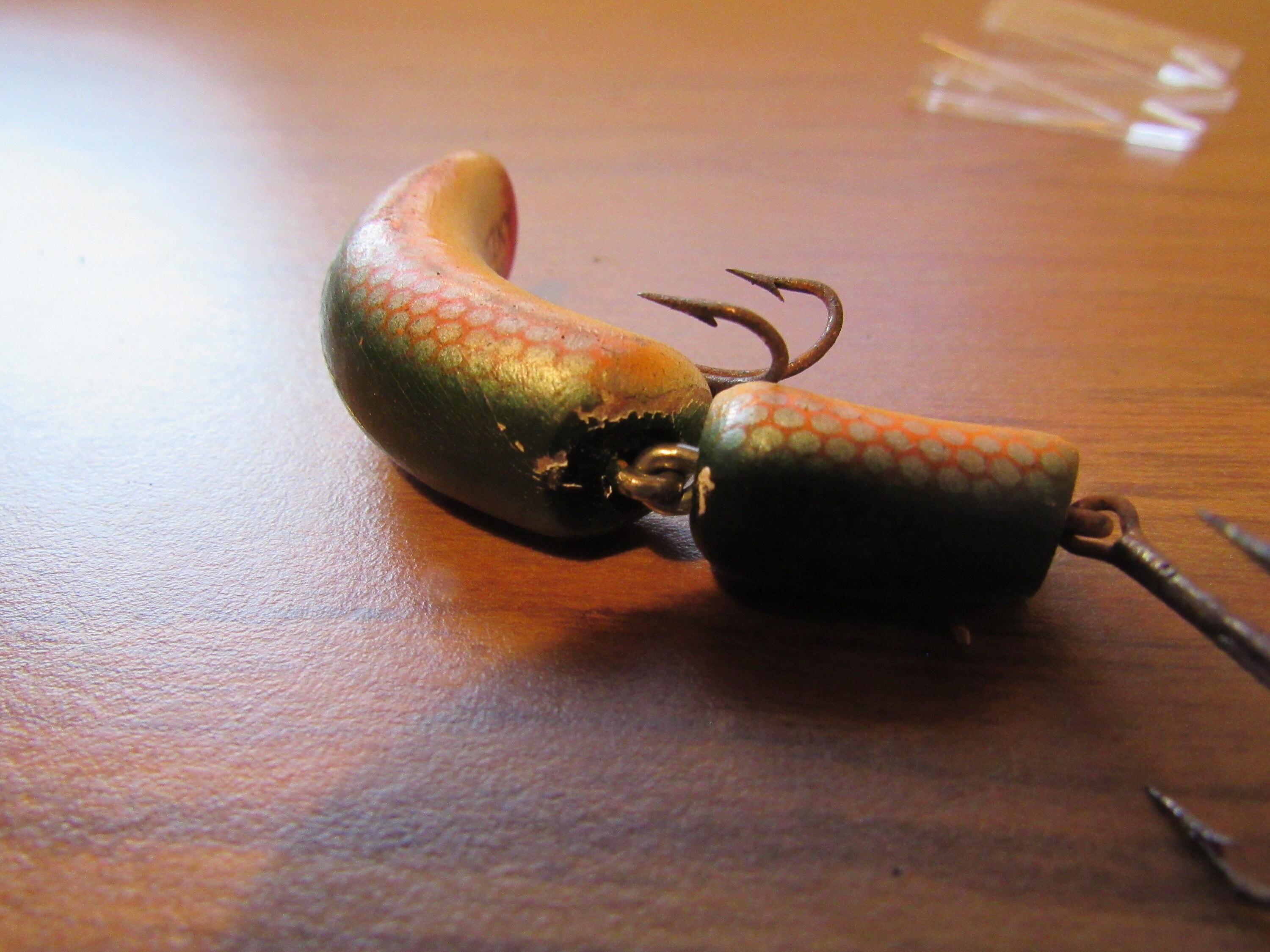 Two Vintage Wooden Lures kautzky Lazy Ike, Rapala Jointed Minnow J