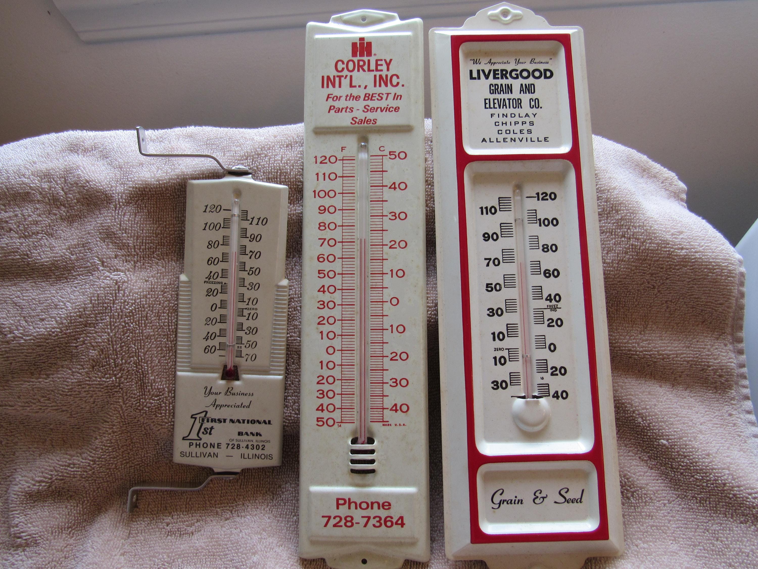 3 Vintage Advertising Thermometers with Boxes
