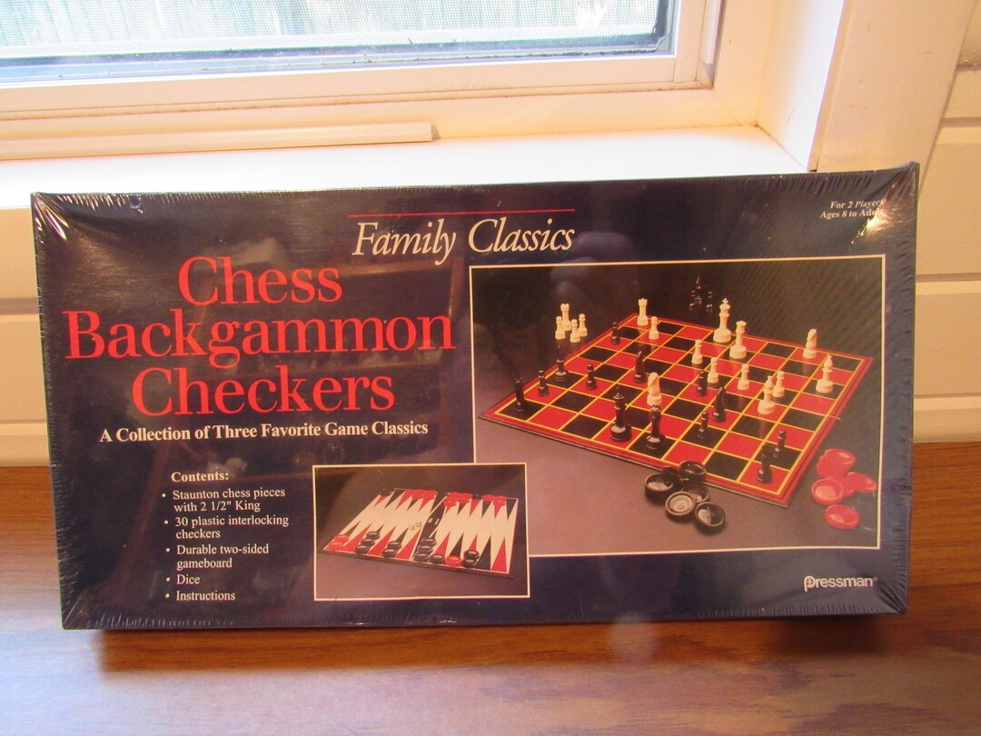 New & Sealed 1993 Pressman Family Classics, Chess, Backgammon, Checkers ...
