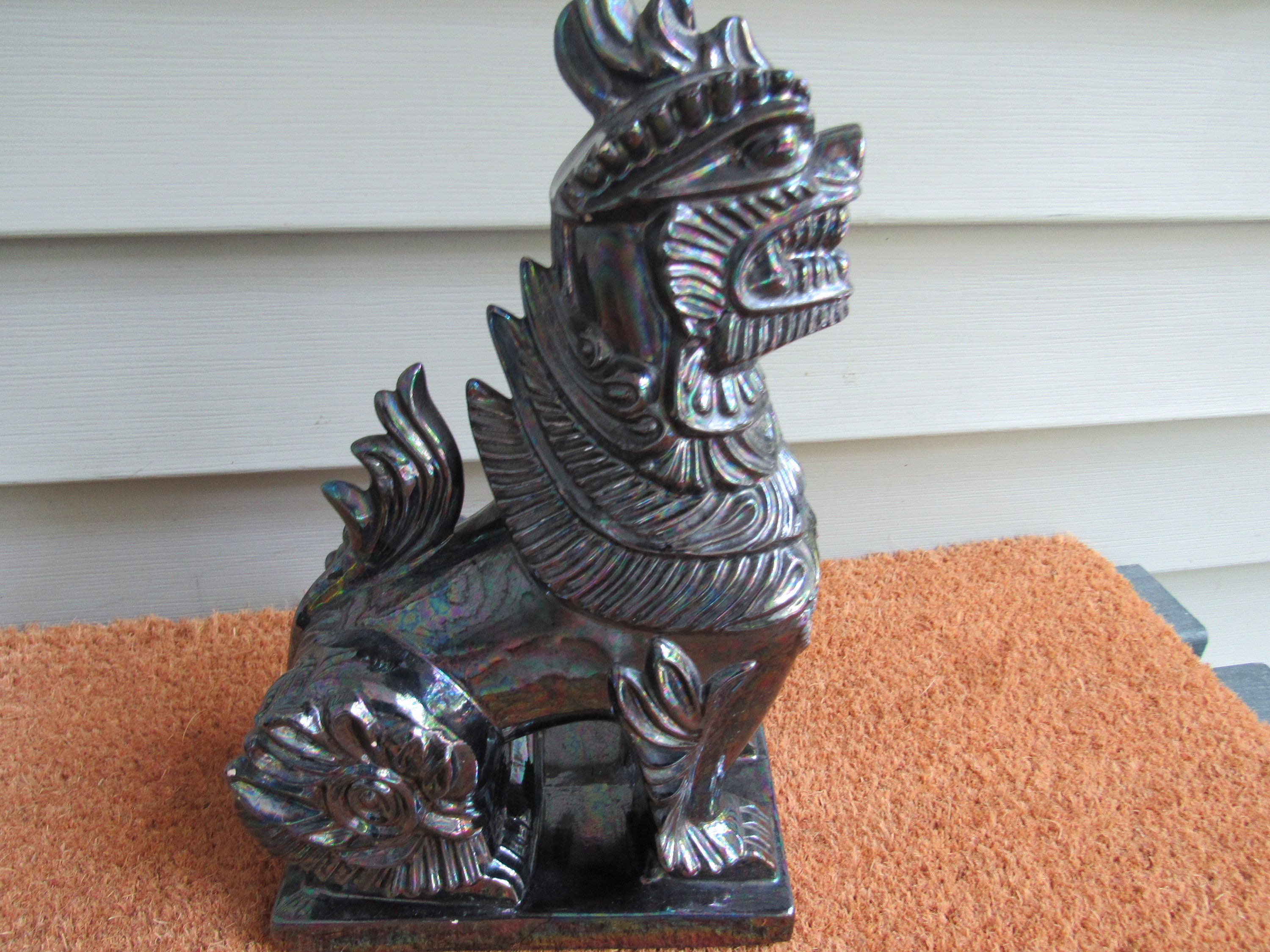 Vintage Foo Dog Dragon Statue Ceramic Signed 1965 Bernis Etsy