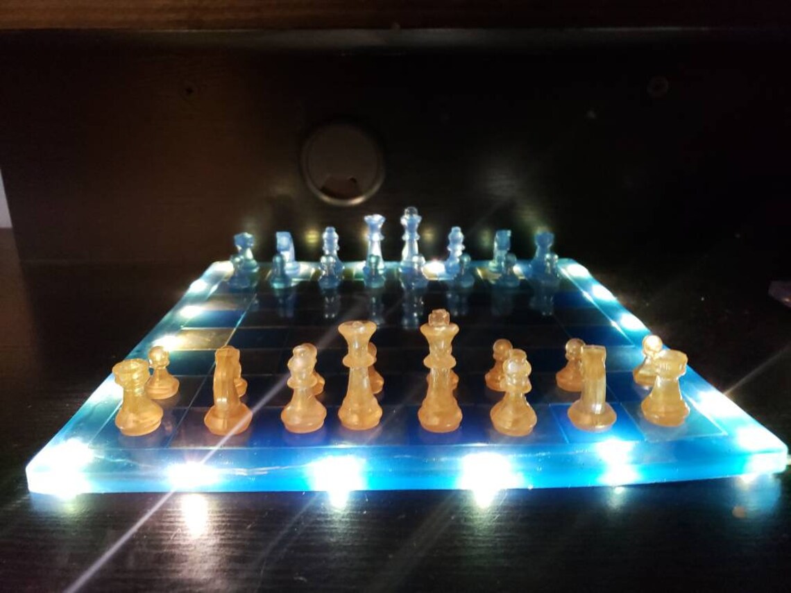 Custom Fairy Lights Resin Chess Board Etsy