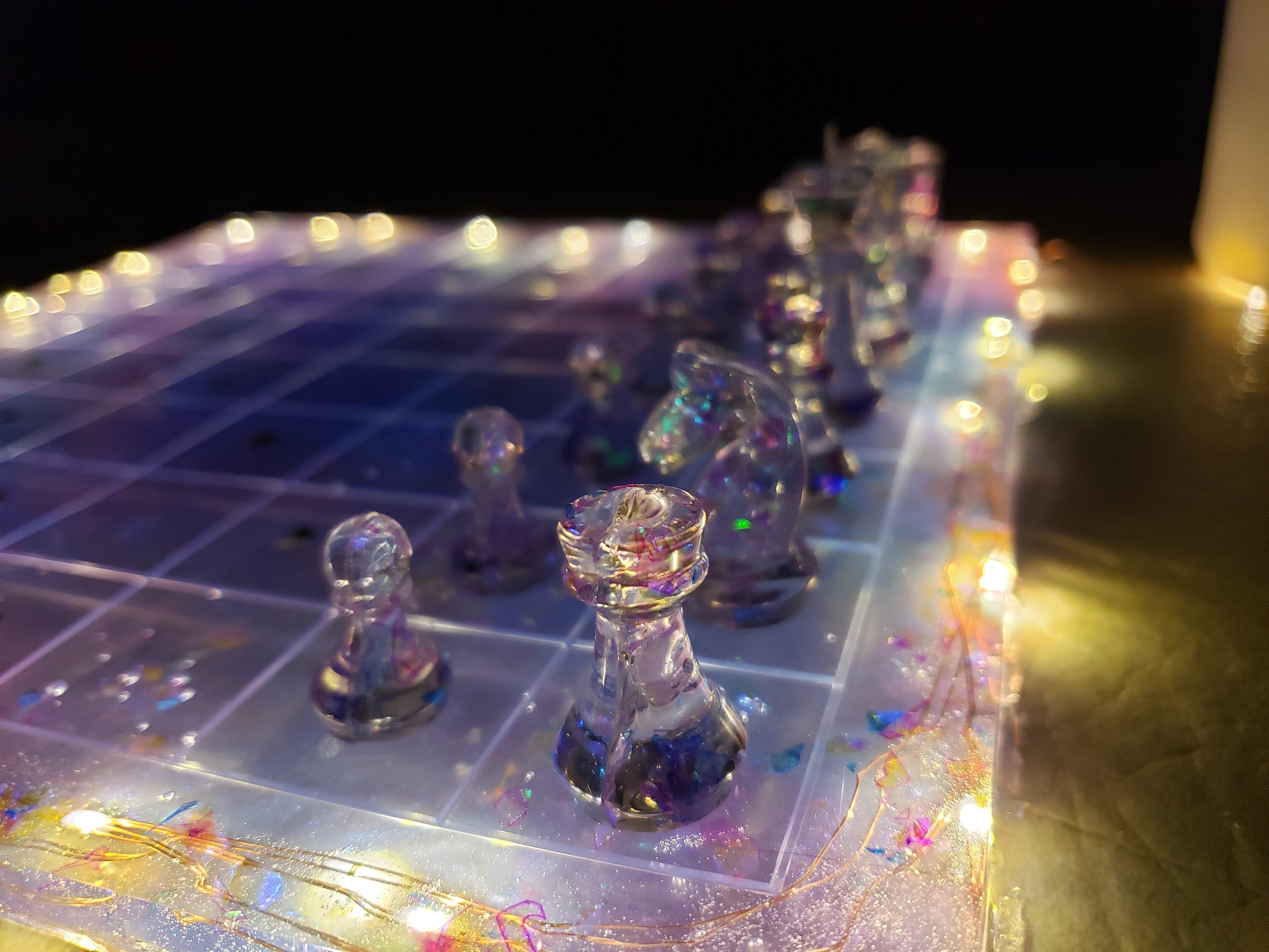 Custom Fairy Lights Resin Chess Board Etsy