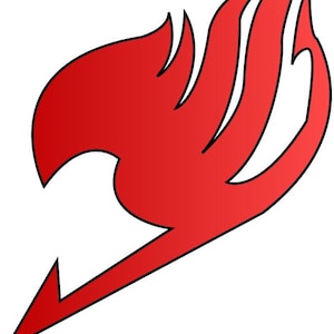 Może przedstawiać: Stylizowany czerwono-czarny emblemat, przedstawiający kształt płomienia z ostrym ogonem. Projekt ma efekt gradientu, przechodzący od ciemniejszej czerwieni na krawędziach do jaśniejszej czerwieni pośrodku, na białym tle.