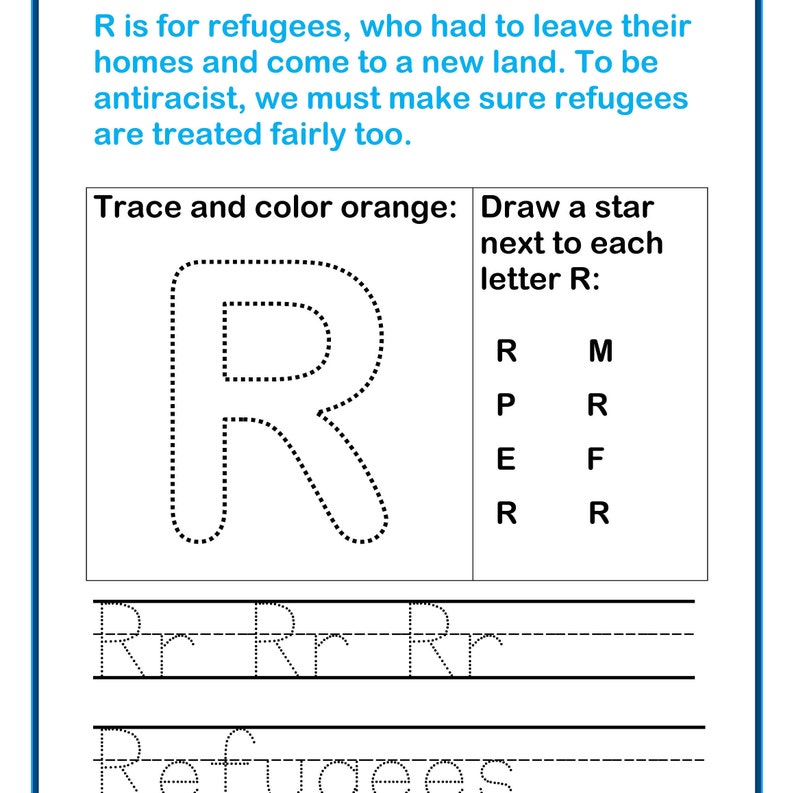 tracing worksheets antiracism abcs letter recognition etsy