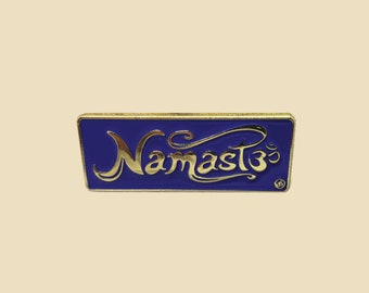 Namaste Blue and Gold Enamel Pin- hat pin, lapel pin, gold pin, blue pin, spirituality, affirmations