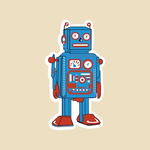 Robot 3&quot; x 3.75&quot; Die Cut Sticker- car sticker, laptop sticker, vinyl sticker, decal