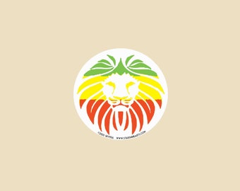 Rasta Lion Face 3 Inch Round Sticker- car sticker, laptop sticker, vinyl sticker, decal